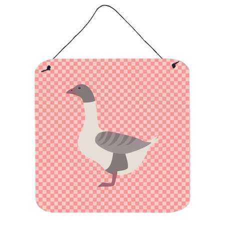 MICASA Buff Grey Back Goose Pink Check Wall or Door Hanging Prints6 x 6 in. MI228556